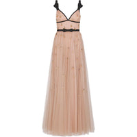 DIOR Embroidered Long Dress Sleeveless Dress Women's Coral Pink