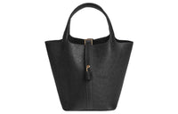 HERMES Picotin Ostrich Leather Basket Bag Handbag Bucket Bag Women's 89 Noir Black