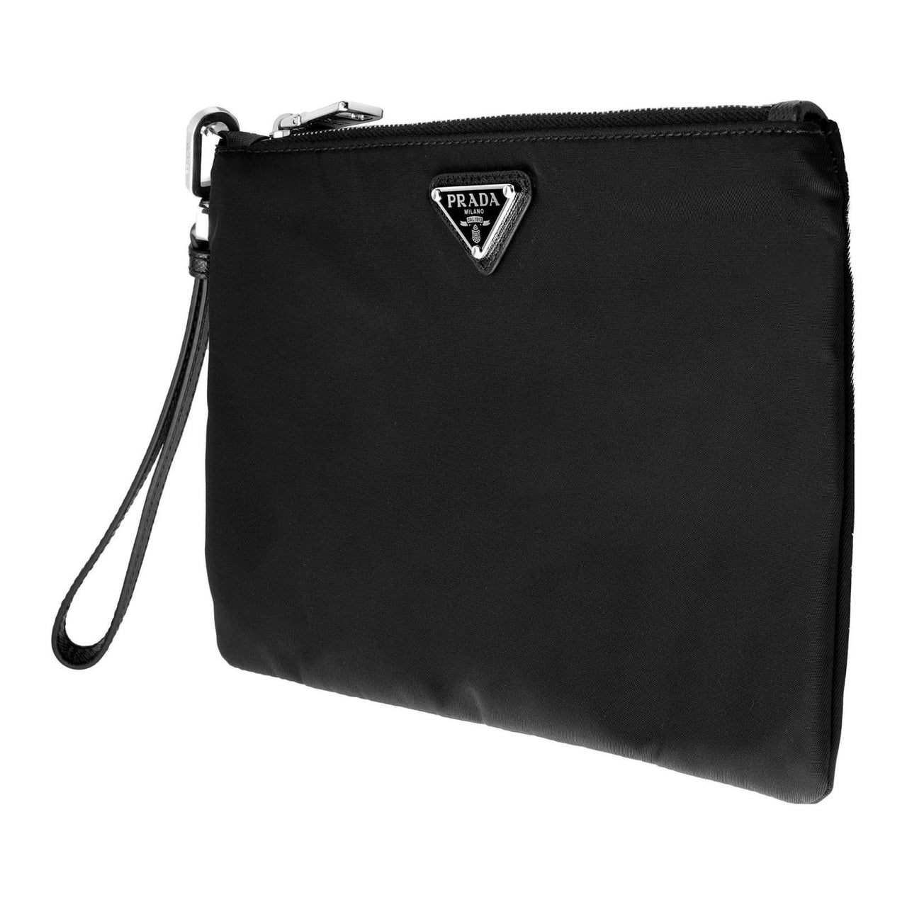 PRADA Nylon Fabric Toiletry Bag Clutch Trumpets Men's Black