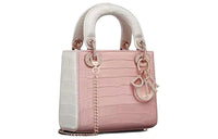 DIOR Lady Dior Crocodile Leather Daisie Bag Shoulder Bag Crossbody Bag Handbag Mini Women's Pink/White