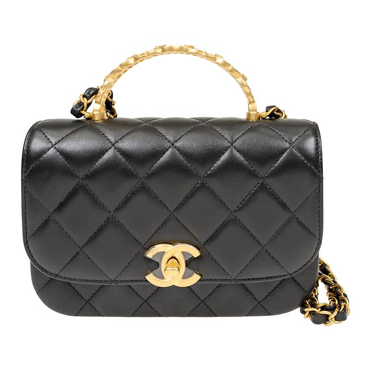 CHANEL Lambskin Rhinestone Flap Bag Accessory With Controller Shoulder Bag Crossbody Bag Handbag Mini Women's Black