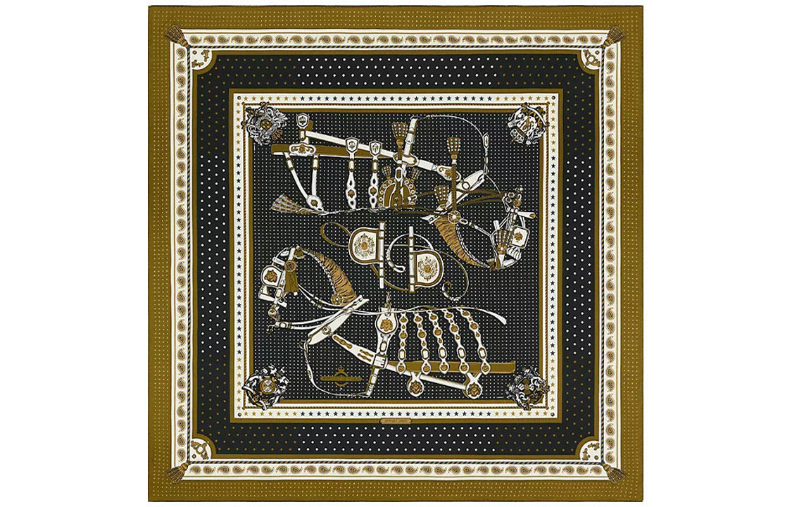 HERMES Shawls Women's Bronze/Black/White