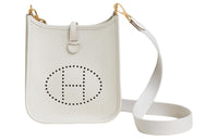 HERMES Evelyne Clemence Calfskin Shoulder Bag Crossbody Bag Mini Women's Cream Gray