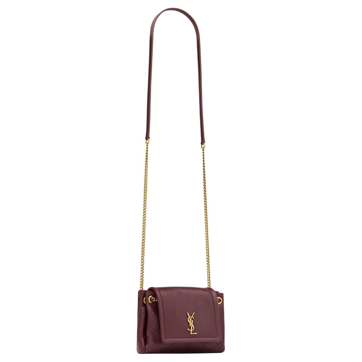SAINT LAURENT Lambskin Crossbody Bag Mini Women's Mulled Wine Color