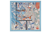 HERMES Silk Scarves Unisex Blue