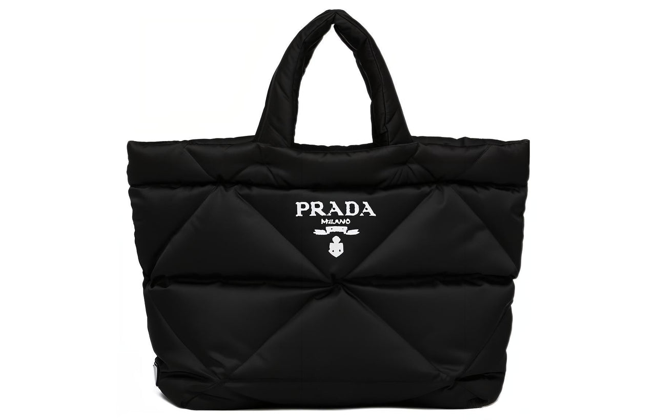PRADA Fabric Recycled Nylon Blend Tote Bag Shopping Bag Shoulder Bag Handbag Women's Black