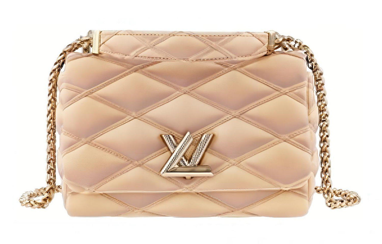 LOUIS VUITTON Lambskin Handbag Shoulder Bag Women's Beige