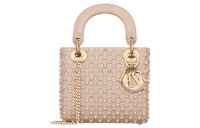 DIOR Lady Dior Sheepskin Shoulder Bag Crossbody Bag Handbag Mini Women's Caramel Beige