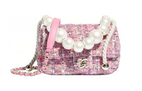 CHANEL Classic Flap CF Velvet Snaps Bag Crossbody Bag Handbag Shoulder Bag Women's Pink