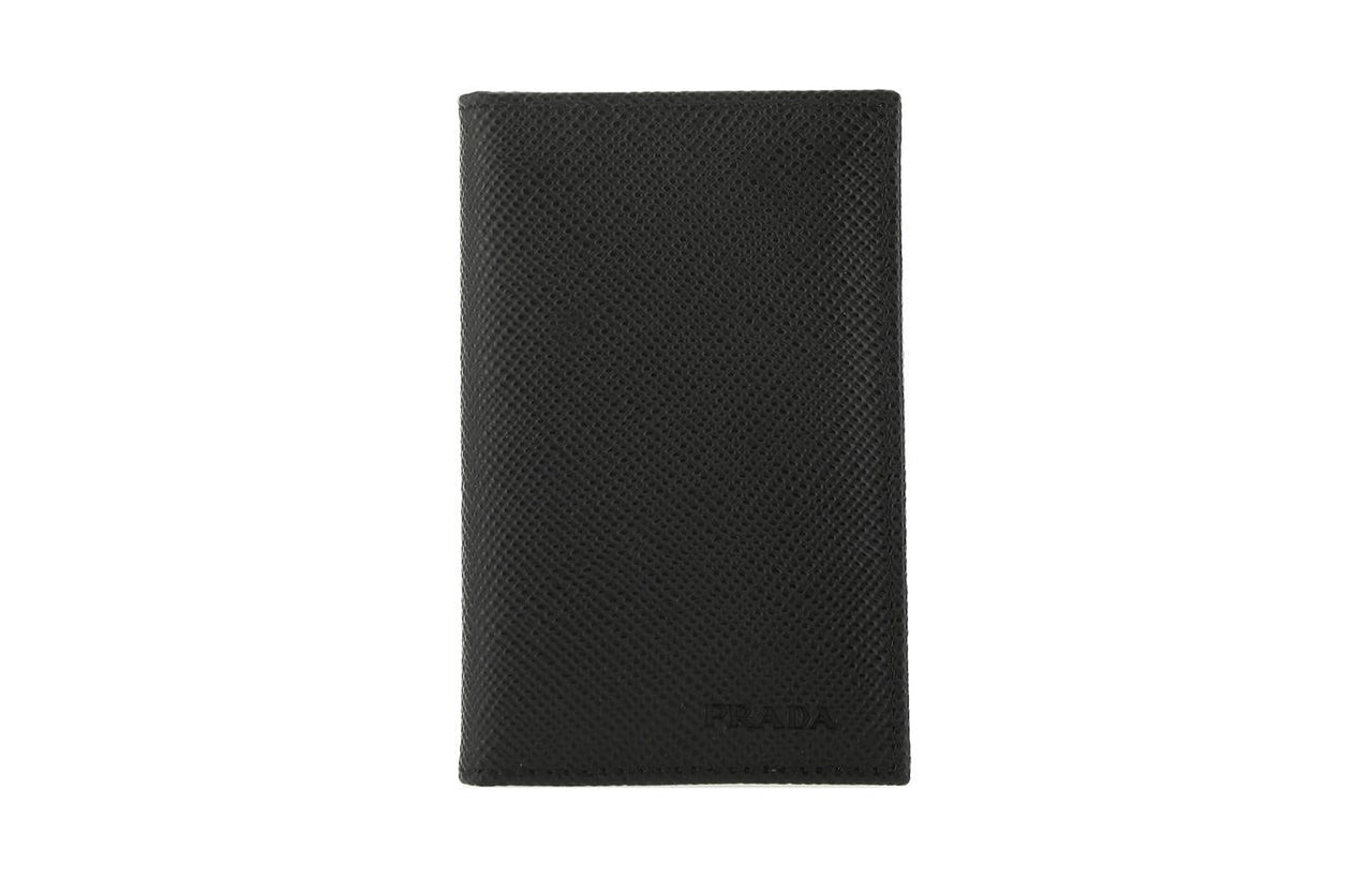 PRADA Calfskin Card Holder Women's Black