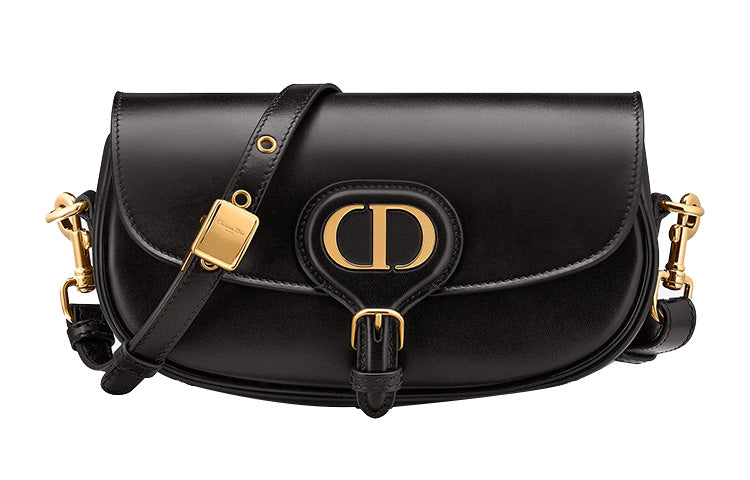 DIOR Bobby Smooth Cow Leather Crescent Bag, Handbag, Shoulder Bag, Crossbody Bag Regular Women's Black