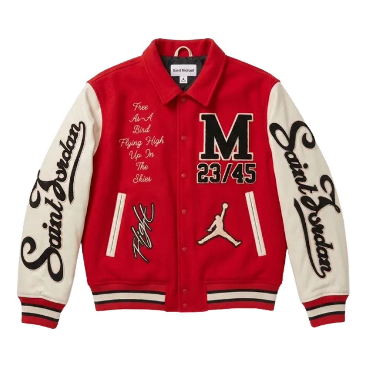 Jordan x Saint Mxxxxxx Varsity Jacket 'University Red White' FV4726-657
