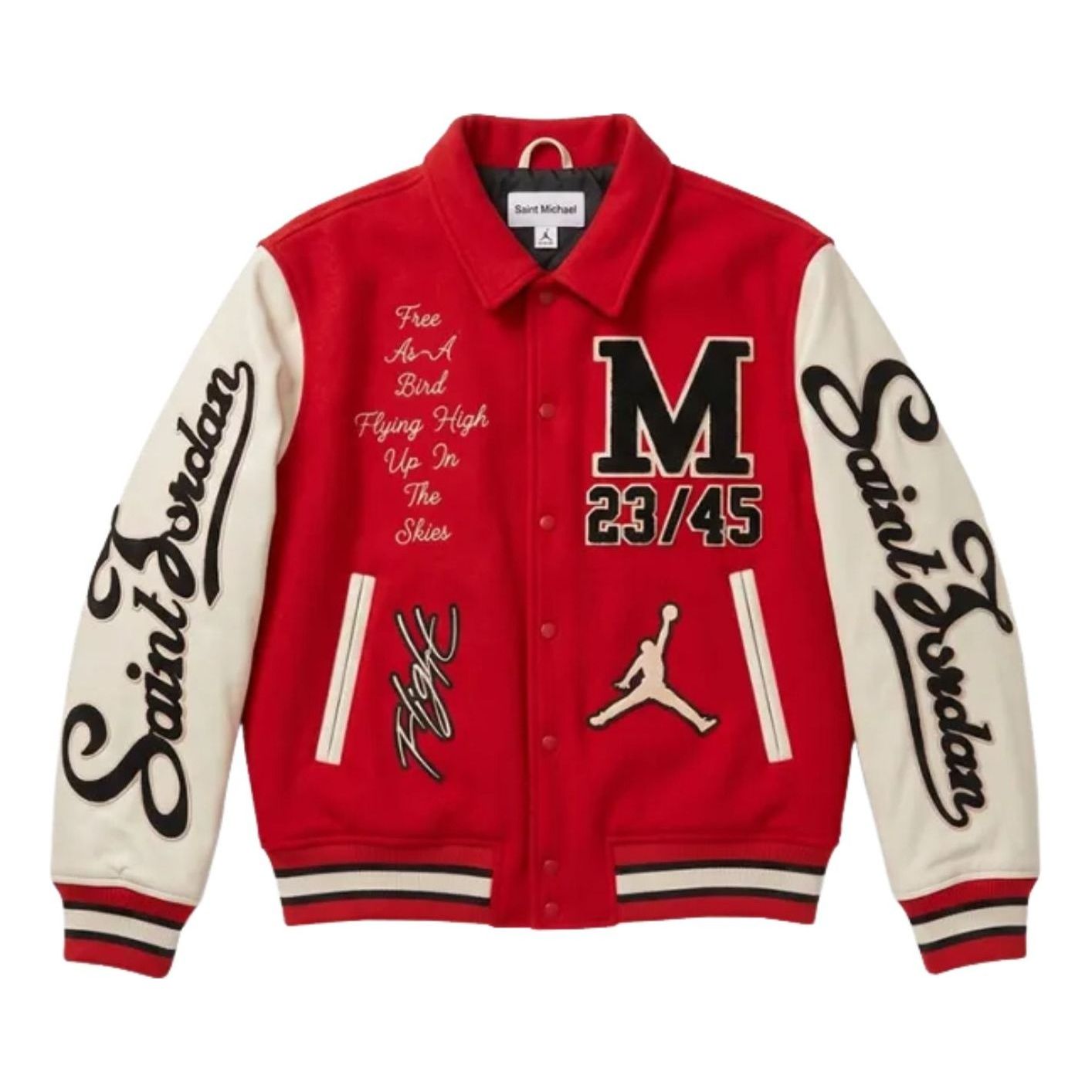 Jordan x Saint Mxxxxxx Varsity Jacket 'University Red White' FV4726-657