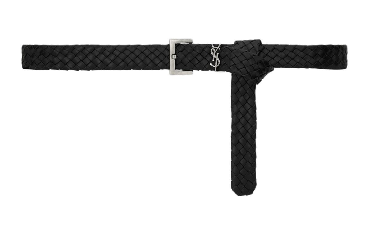 SAINT LAURENT Cassandre Logo Plaque Belt