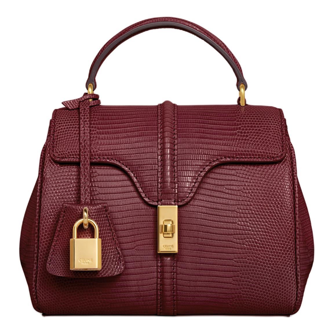 CELINE Lizard Skin Shoulder Bag Crossbody Bag Handbag Mini Women's Light Burgundy
