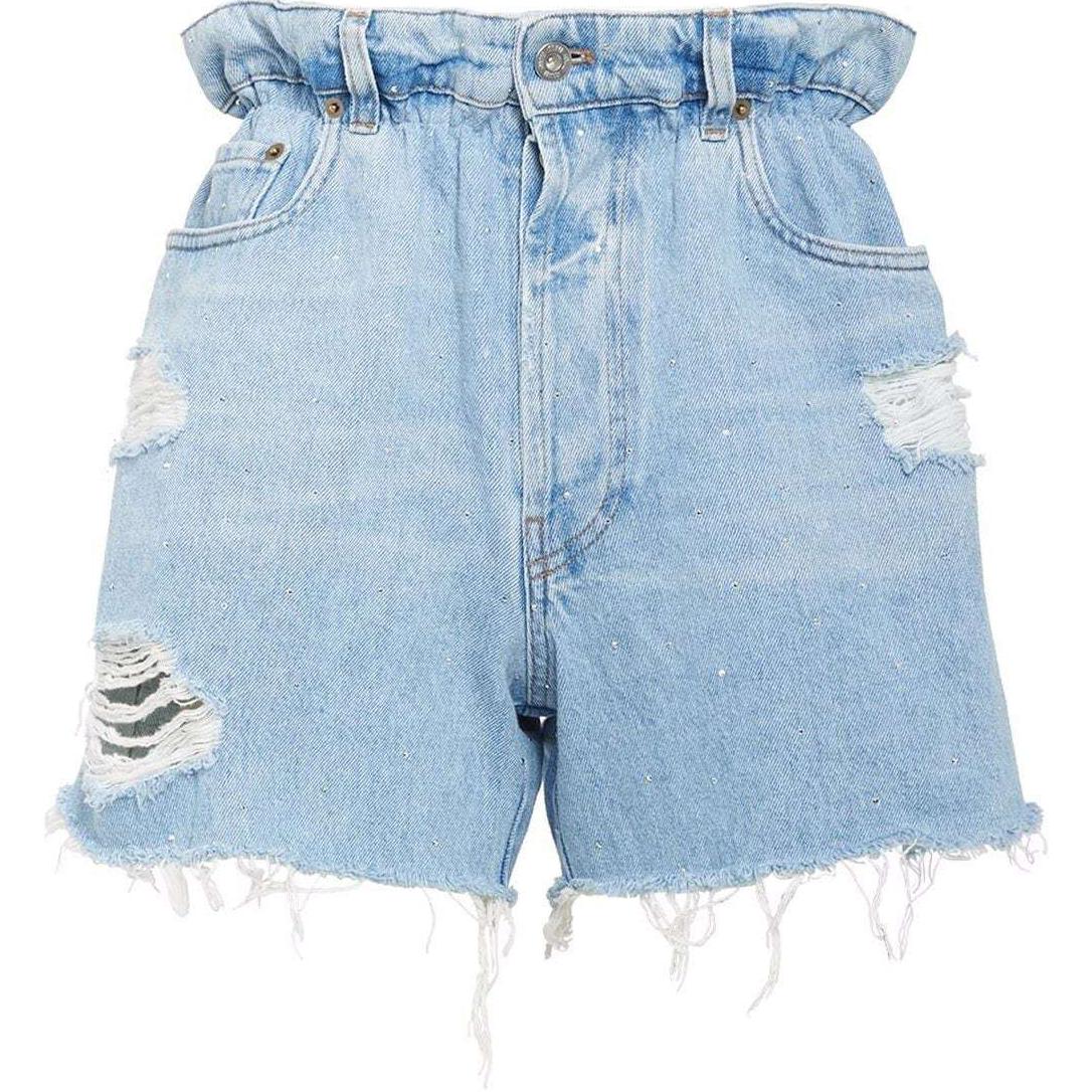 MIU MIU Logo Printed Distressed Shorts