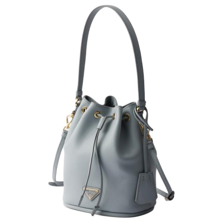PRADA Calfskin Bucket Bags Shoulder Bag Crossbody Bag Handbag Mini Women's Ivory