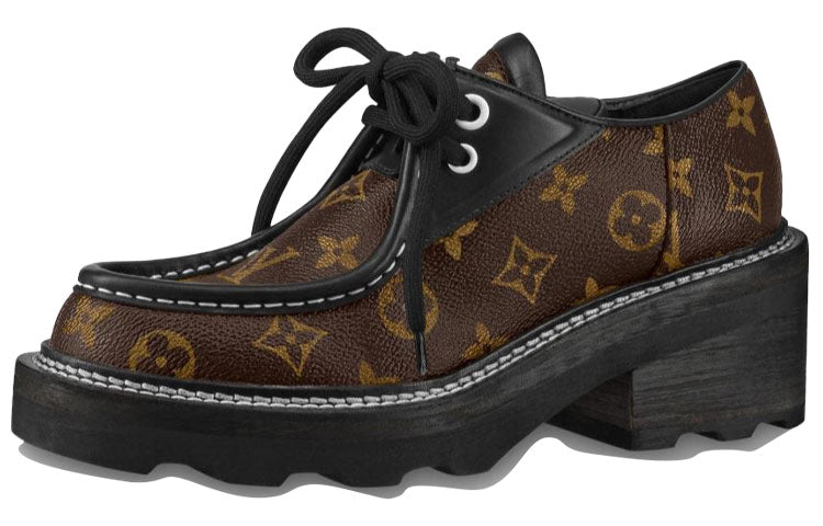 LOUIS VUITTON Beaubourg Platform Derby Shoes 'Brown' Women's