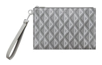 DIOR Smooth Cow Leather With Cotton Grey Canvas Card Holders File Pouches Clutches Men's Gray
