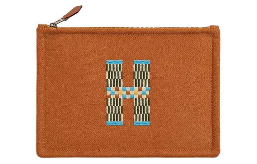HERMES Cotton Clutch Small Size Women's Brown