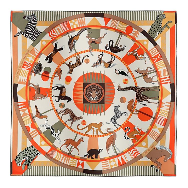 HERMES Mulberry Silk Silk Scarves Women's Orange