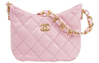 CHANEL Sheepskin With Gold Metal Hobo Bag Shoulder Bag Satchel Shoulder Handbag Regular Women's Pink