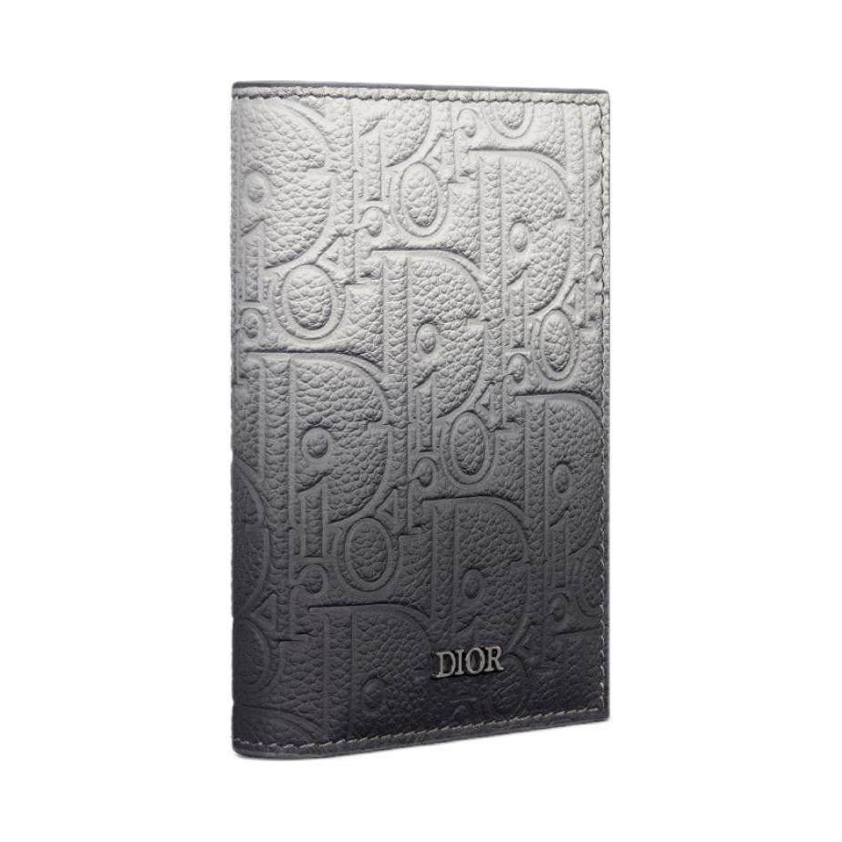 DIOR Cow Leather Card Holder Card Holder Unisex Gray & Black Gradient