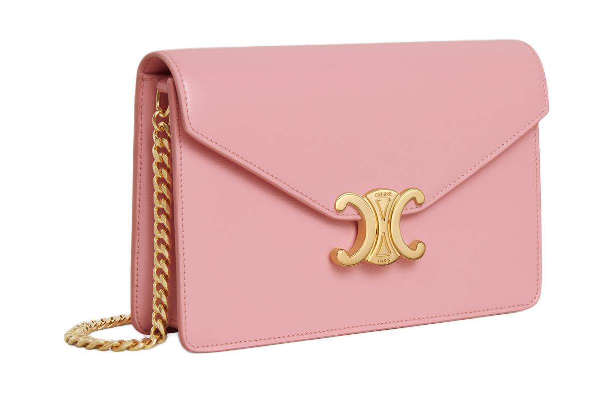 CELINE Shiny Calfskin Wallet Women's Rose Pink