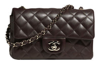 CHANEL Classic Flap CF Sheepskin Shoulder Bag Crossbody Bag Small Size Women's Chocolate Brown