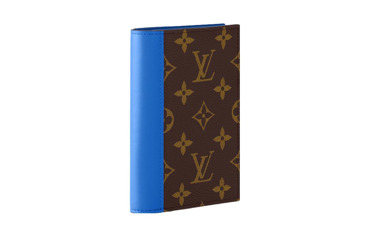 LOUIS VUITTON Coated Canvas With Cow Leather Passport Holder Regular Men's Blue
