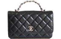 CHANEL Bright Wrinkled Calfskin Shoulder Bag Crossbody Bag Handbag Regular Women's Black