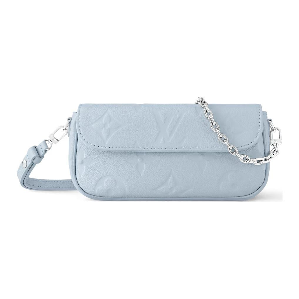 LOUIS VUITTON Monogram Empreinte Embossed Soft Grain Cow Leather Crossbody Handbag Shoulder Bag Women's Blue