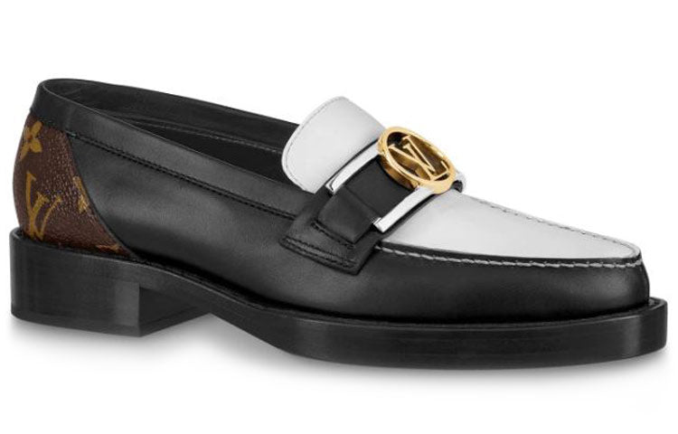 LOUIS VUITTON Academy Flat Loafers 'Black With Monogram Back' Women's