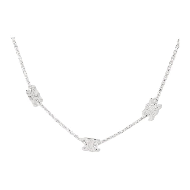 CELINE Triomphe Mini Triomphe Necklace In Brass With Rhodium Finish