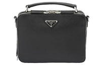 PRADA Brique Cow Leather Crossbody Handbags Men's Black