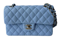CHANEL Classic Flap CF23P Spring And Summer Grained Calfskin Shoulder Bag Crossbody Bag Small Size Women's Light Blue