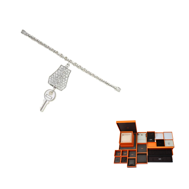HERMES White Gold Diamond Bracelets Women's Silver