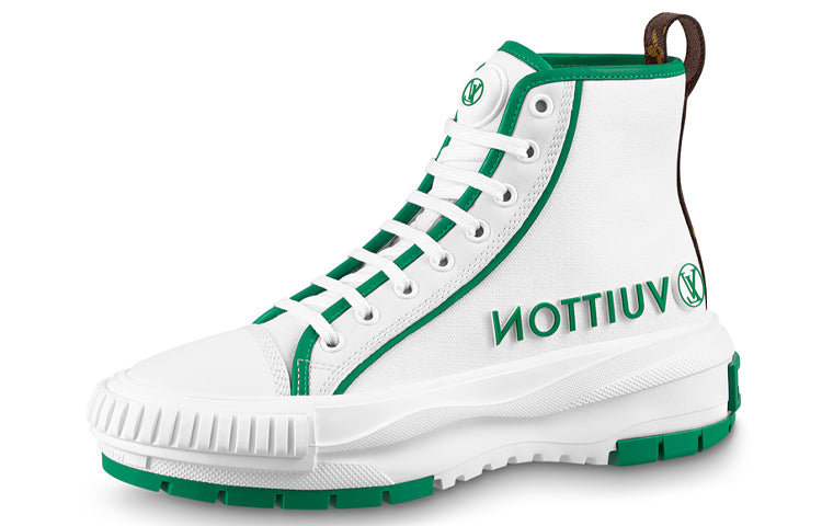 LOUIS VUITTON Squad Ankle Sneakers 'White Green' Women's