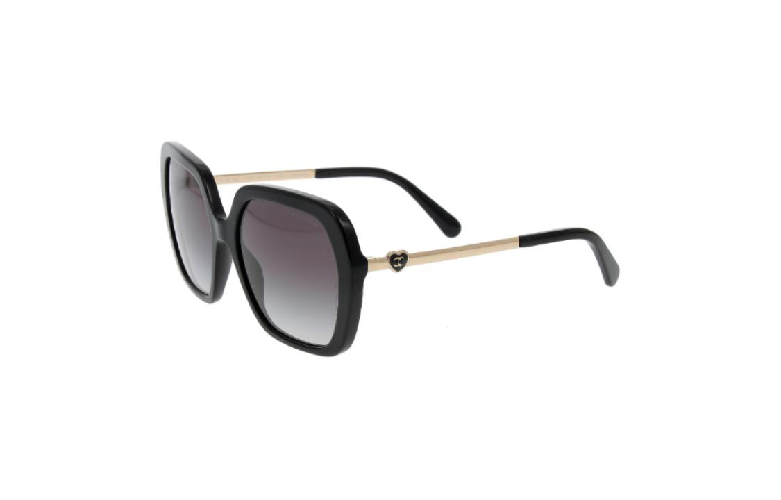 CHANEL Irregular Shape Sunglasses Women's Black