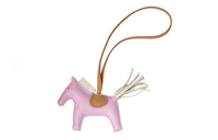 HERMES Leather Pendants Unisex Brocade Lotus Pink Chalk White Milk Tea Beige