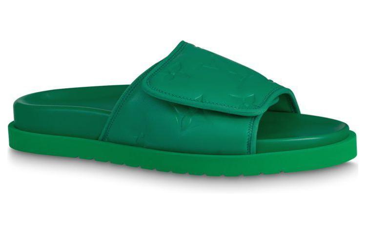 LOUIS VUITTON Miami Slip Resistant Slide Slippers Men's Green