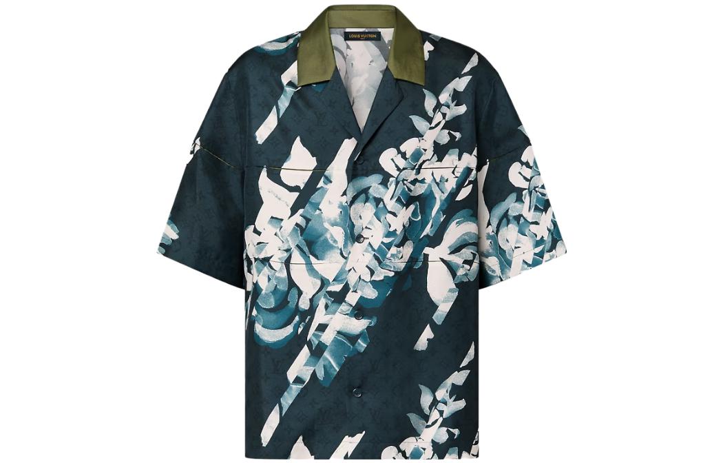 LOUIS VUITTON Monogram Printed Short-Sleeved Silk Shirt
