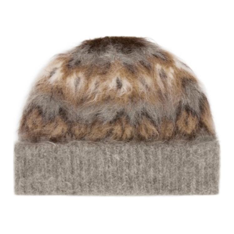 CELINE Beanie In Brushed Fair Isle Alpaca Wool