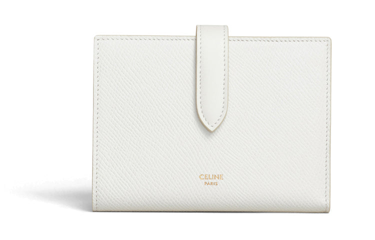 CELINE Grained Calfskin Wallet Medium Size Women's White