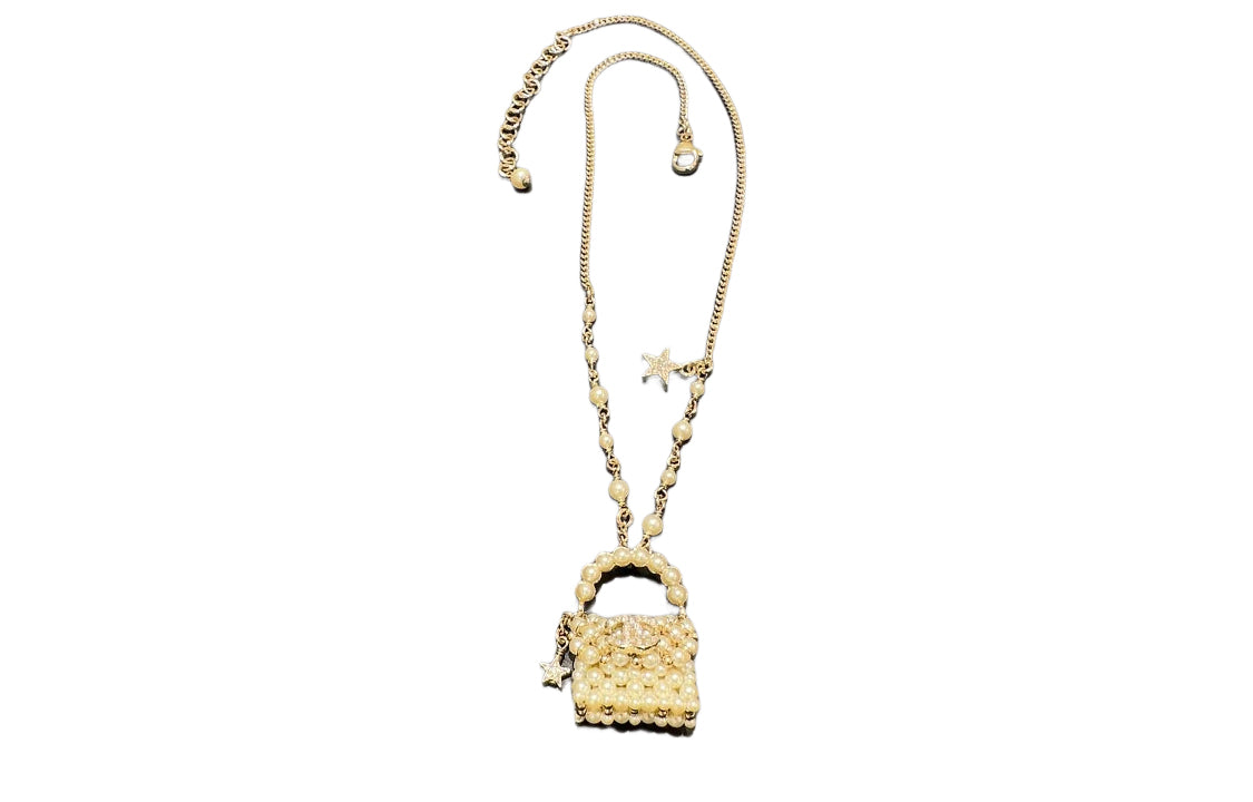 CHANEL Synthetic Cubic Zirconia, Rhinestone, Pearl, Metal Necklaces Women's Gold