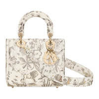 DIOR Lady Dior Calfskin Tote Bag, Shopping Bag, Shoulder Bag, Handbag Trumpets Women's Ecru