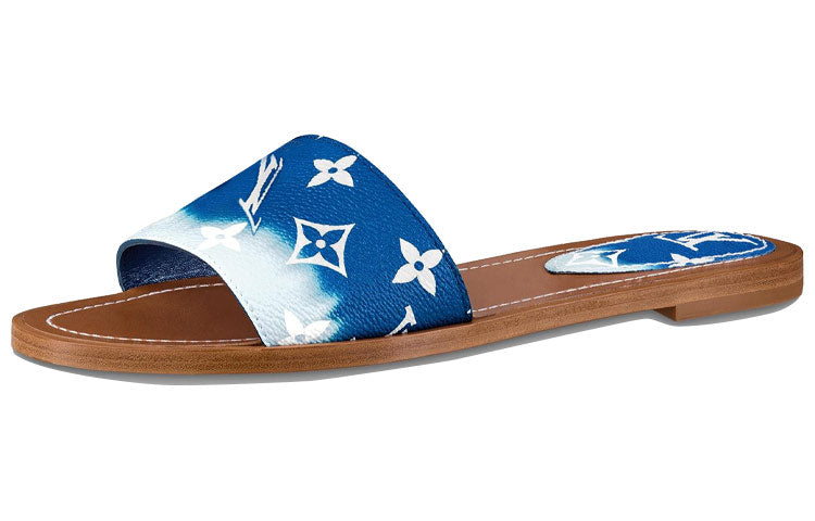 LOUIS VUITTON Lock It Quiet Slide Slippers Women's Blue