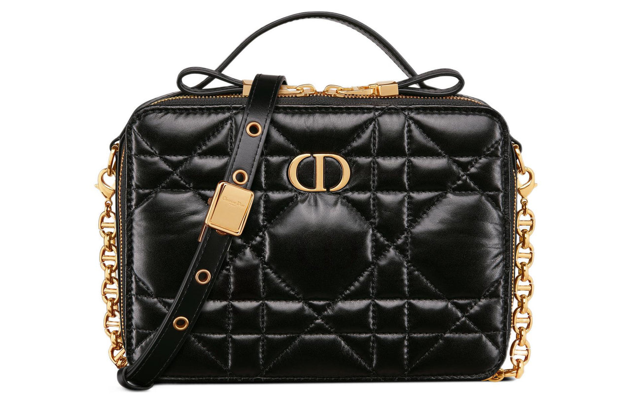DIOR Cow Leather Portable Crossbody Bag, Shoulder Bag Women's Black