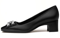 HERMES Delicate Chunky Heel High Heels 5cm Women's Black
