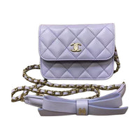 CHANEL 21K Winter Sheepskin Shoulder Bag Crossbody Bag Coin Purses Women's Purple